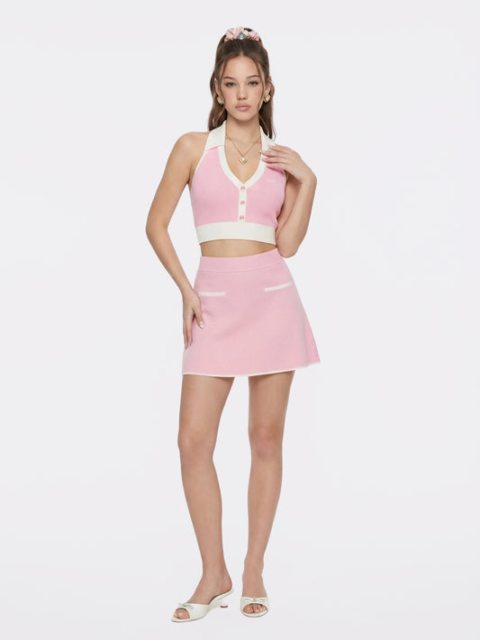 Wilhelmina Contrast A-Line Pink Skirt