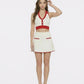 Wilhelmina Contrast Halter Knit White Top