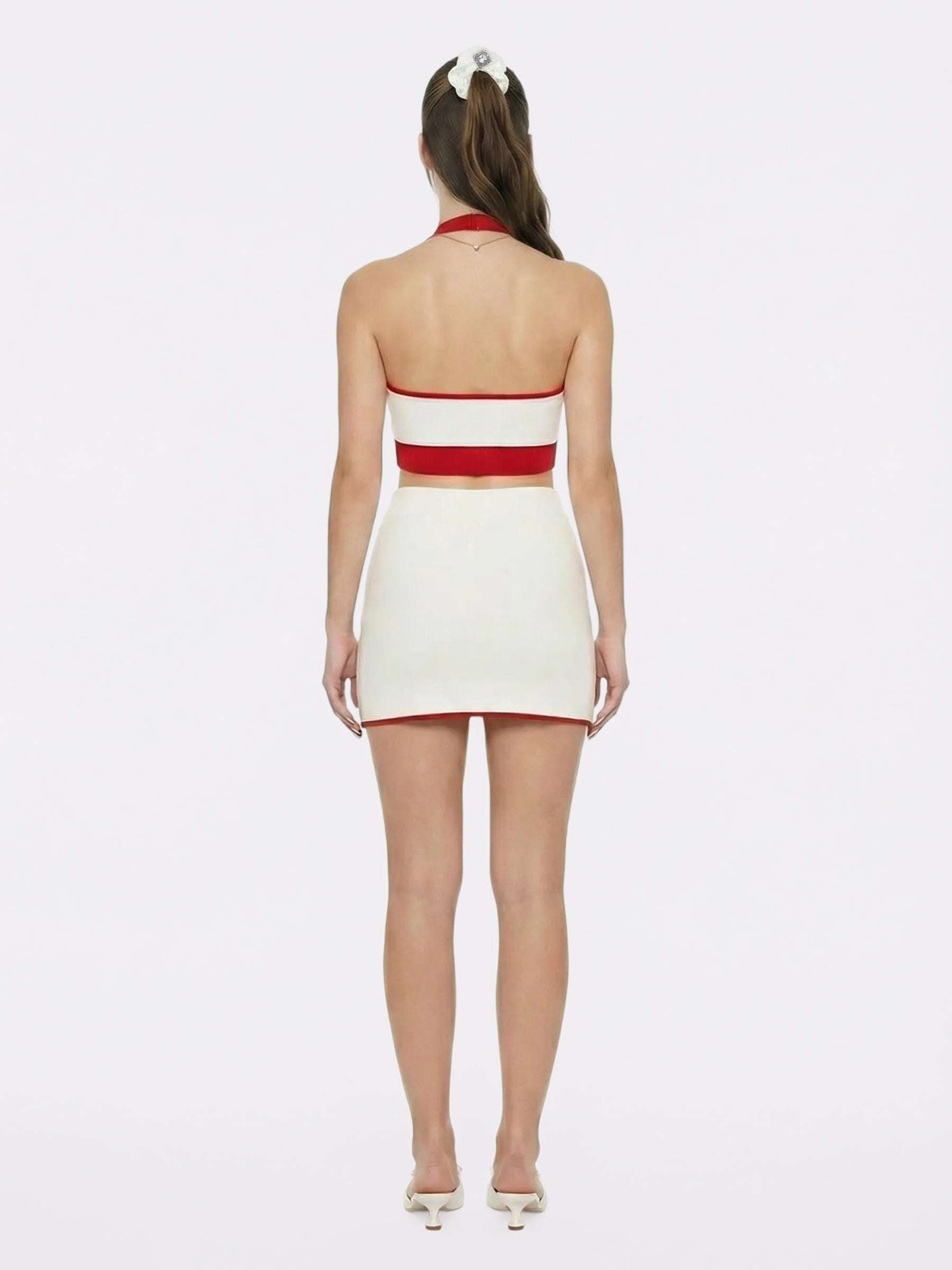 Wilhelmina Contrast A-Line White Skirt