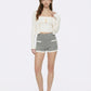 Jane Cropped Ribbed White Knit Cardigan