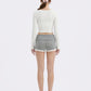 Jane Cropped Ribbed White Knit Cardigan