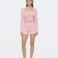 Jane Cropped Ribbed Pink Knit Cardigan