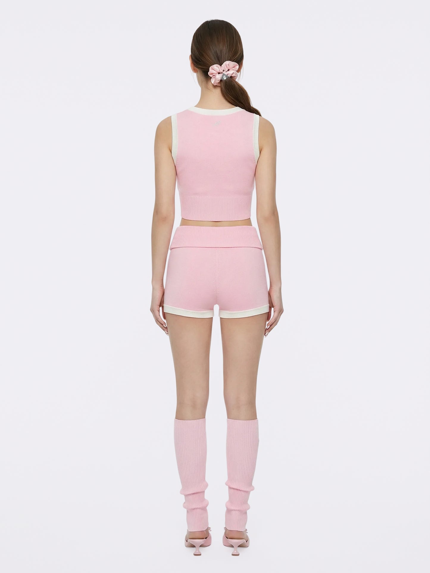 Millie Contrast-Trim Pink Knit Vest