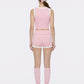 Millie Fold-Over Waistband Pink Knit Shorts
