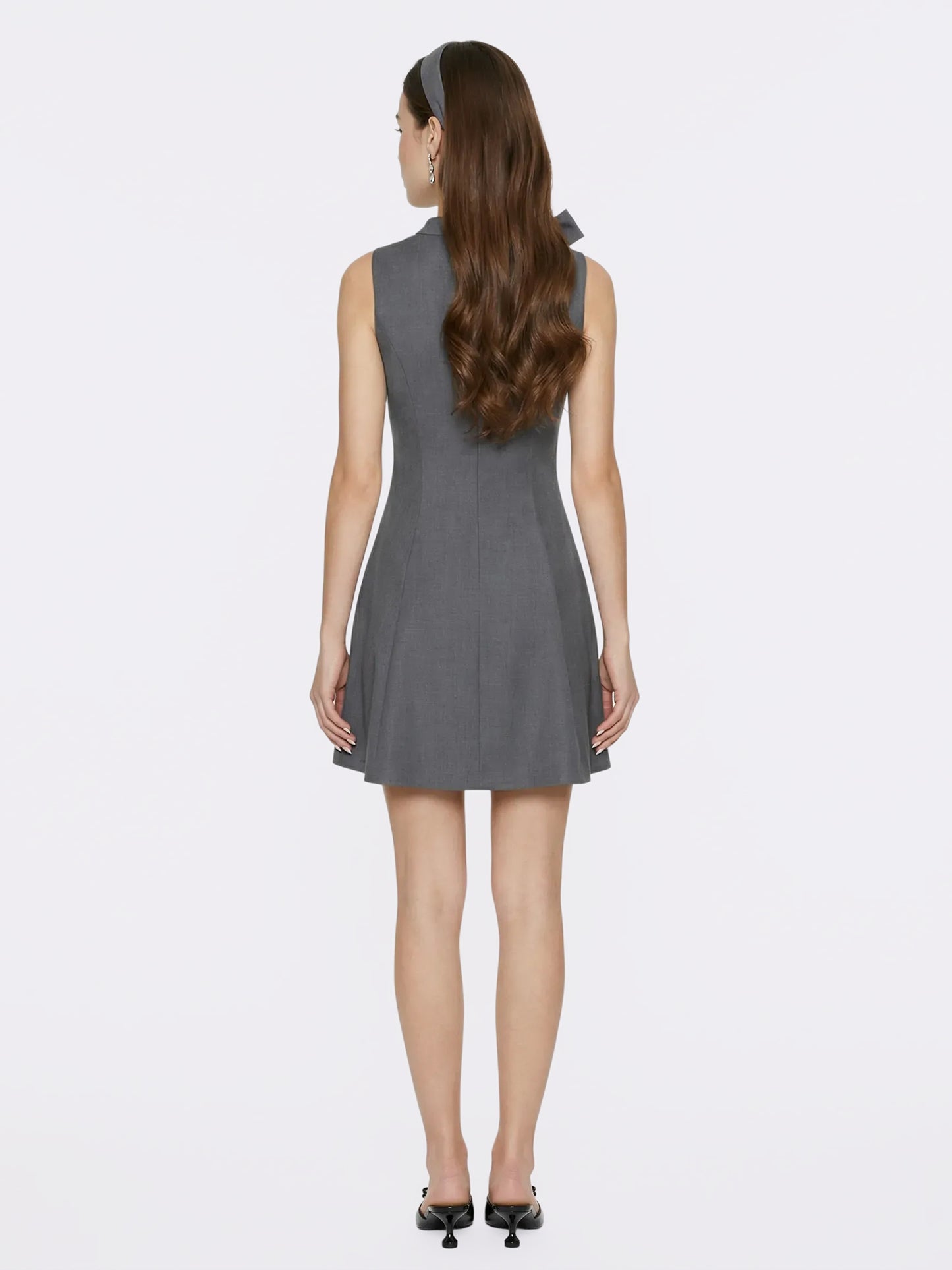 Lenora Bow Grey Mini Dress