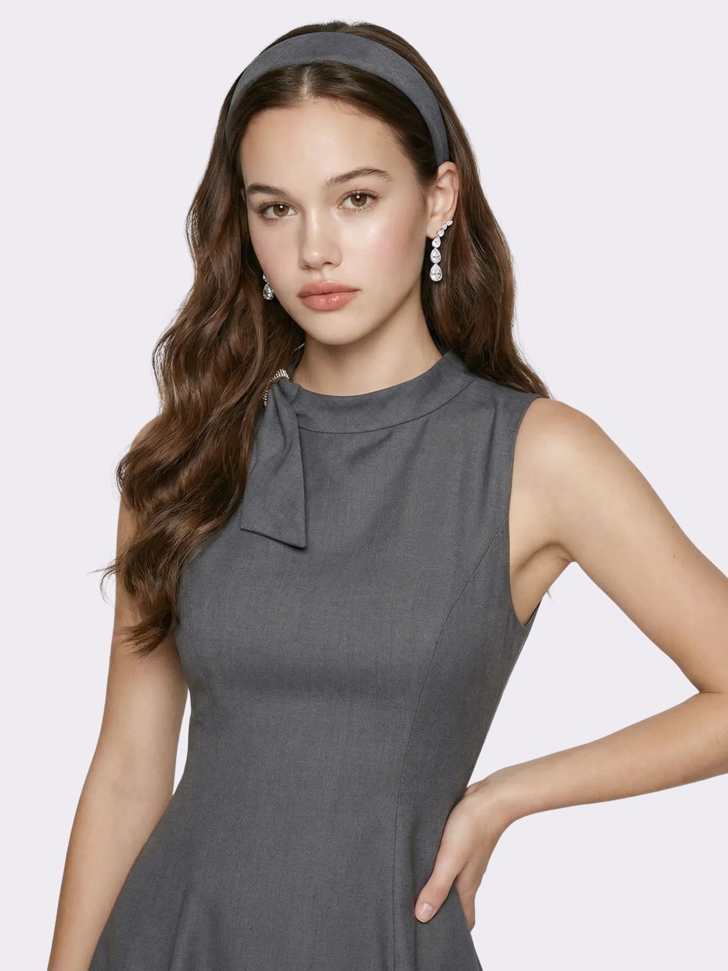 Lenora Bow Grey Mini Dress