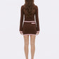 Lisette Contrast-Trim Brown Knit Three-Piece Set