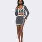 Lisette Contrast-Trim Grey Knit Three-Piece Set
