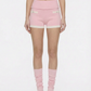 Millie Fold-Over Waistband Pink Knit Shorts