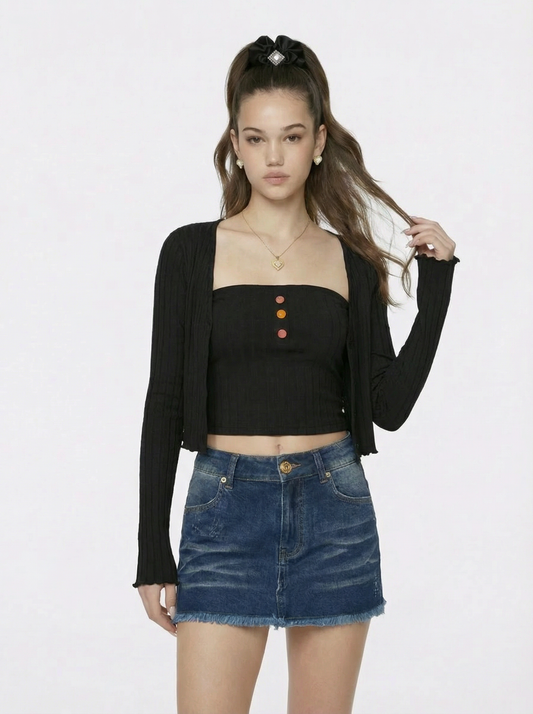 Tessa Black Knit Tube Top