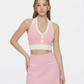 Wilhelmina Contrast Halter Knit Pink Top