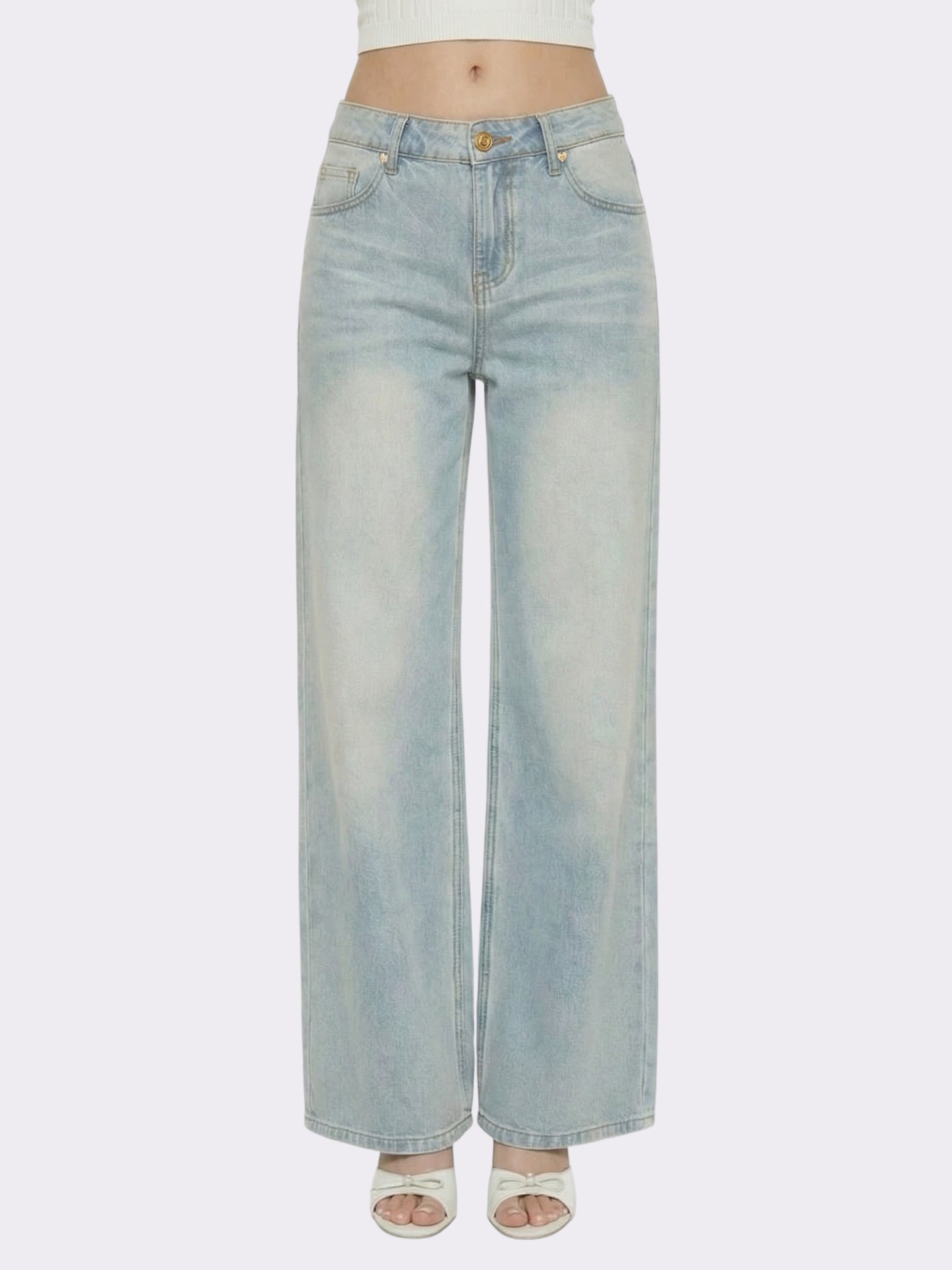 Ava Low-Rise Light Blue Straight Leg Jeans