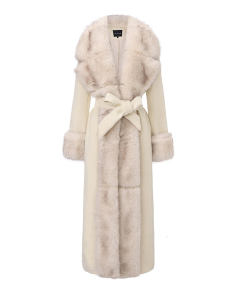 Adriana Faux Fur Coat (Off-white) | Long Winter Coat for Women