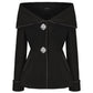 Black jacket with button details on a white background