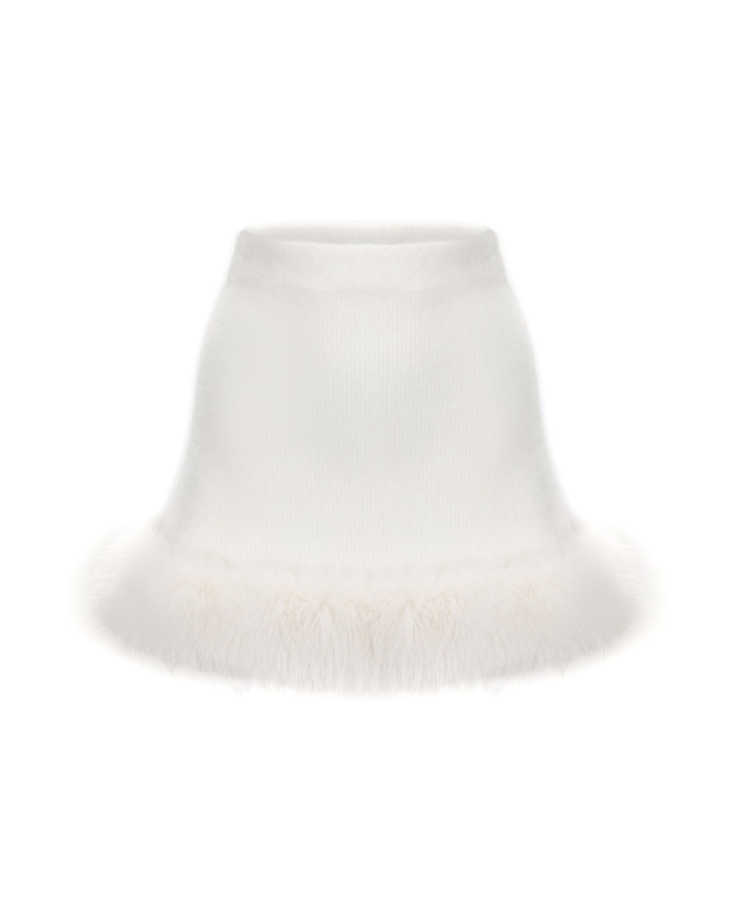 White faux fur trim mini skirt