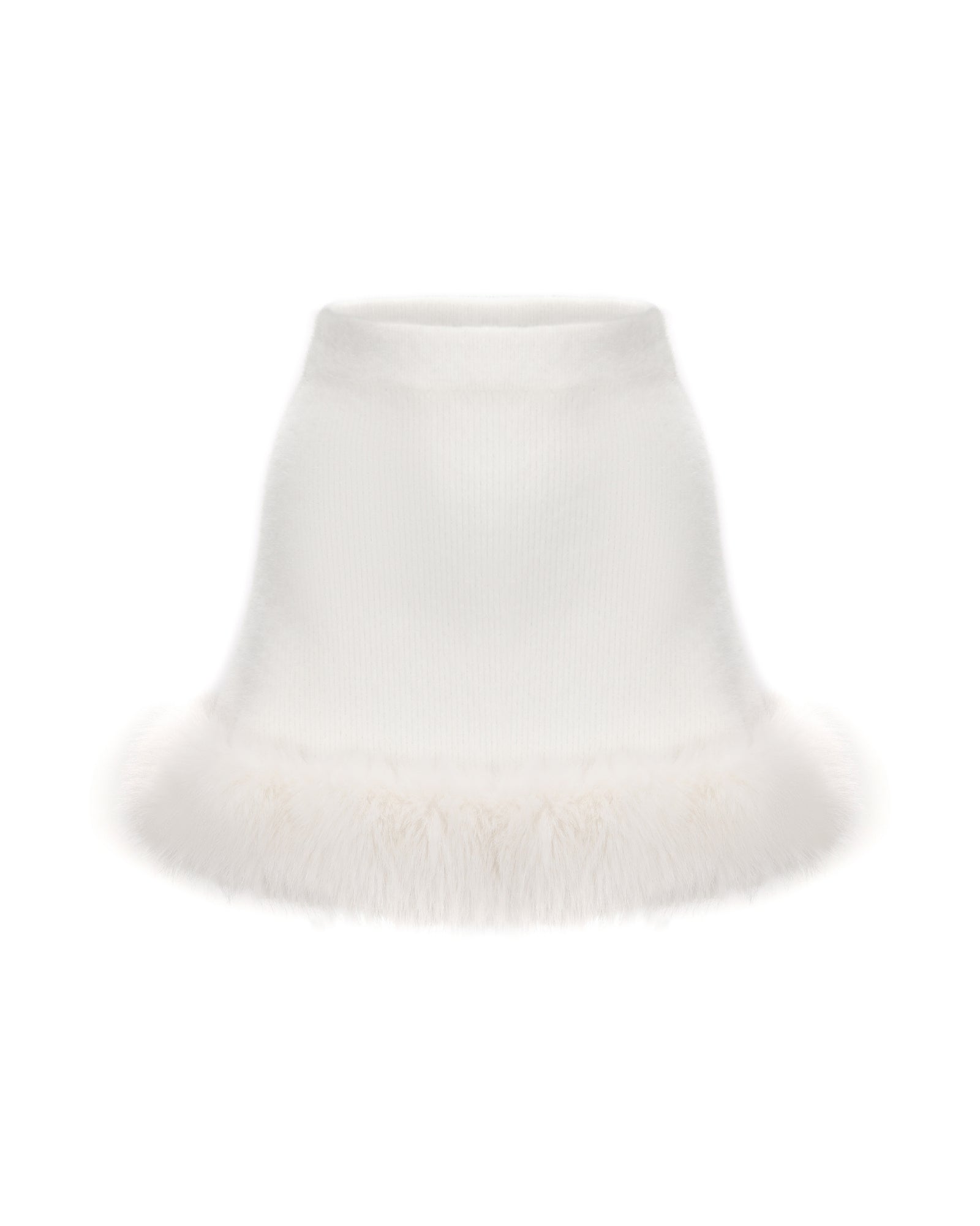White faux fur trim mini skirt