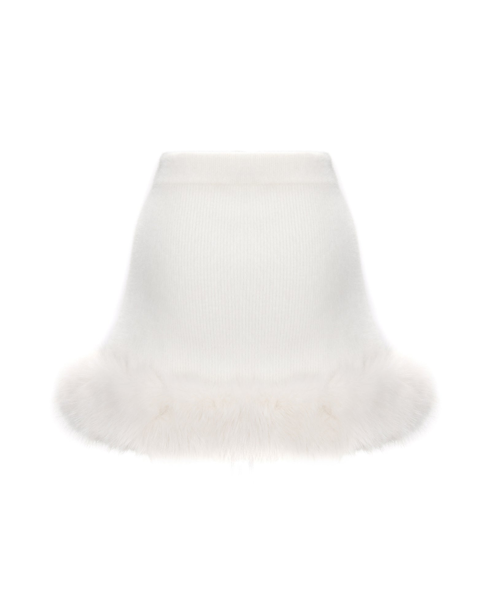 White faux fur trim mini skirt