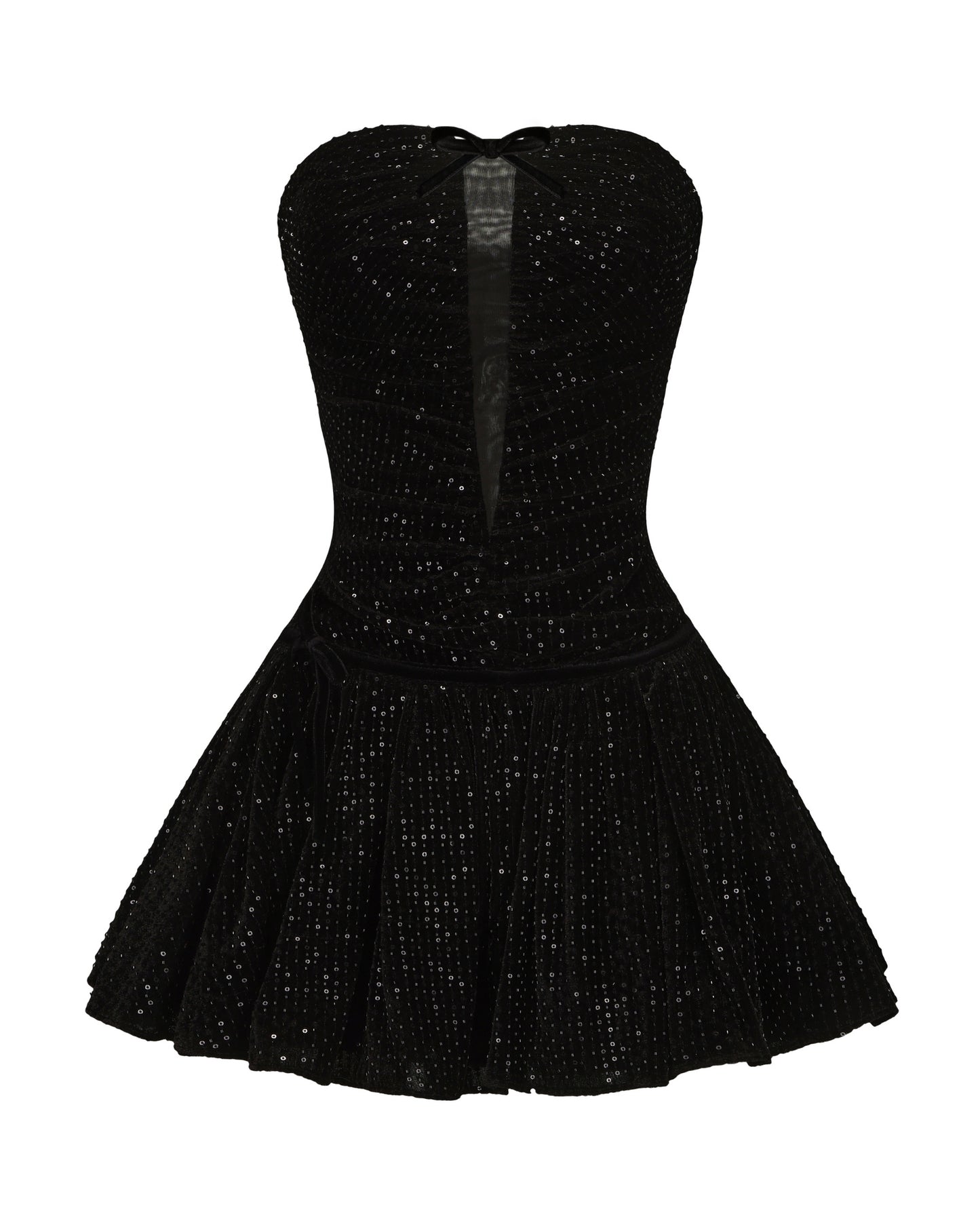 Black glitter velvet mini dress