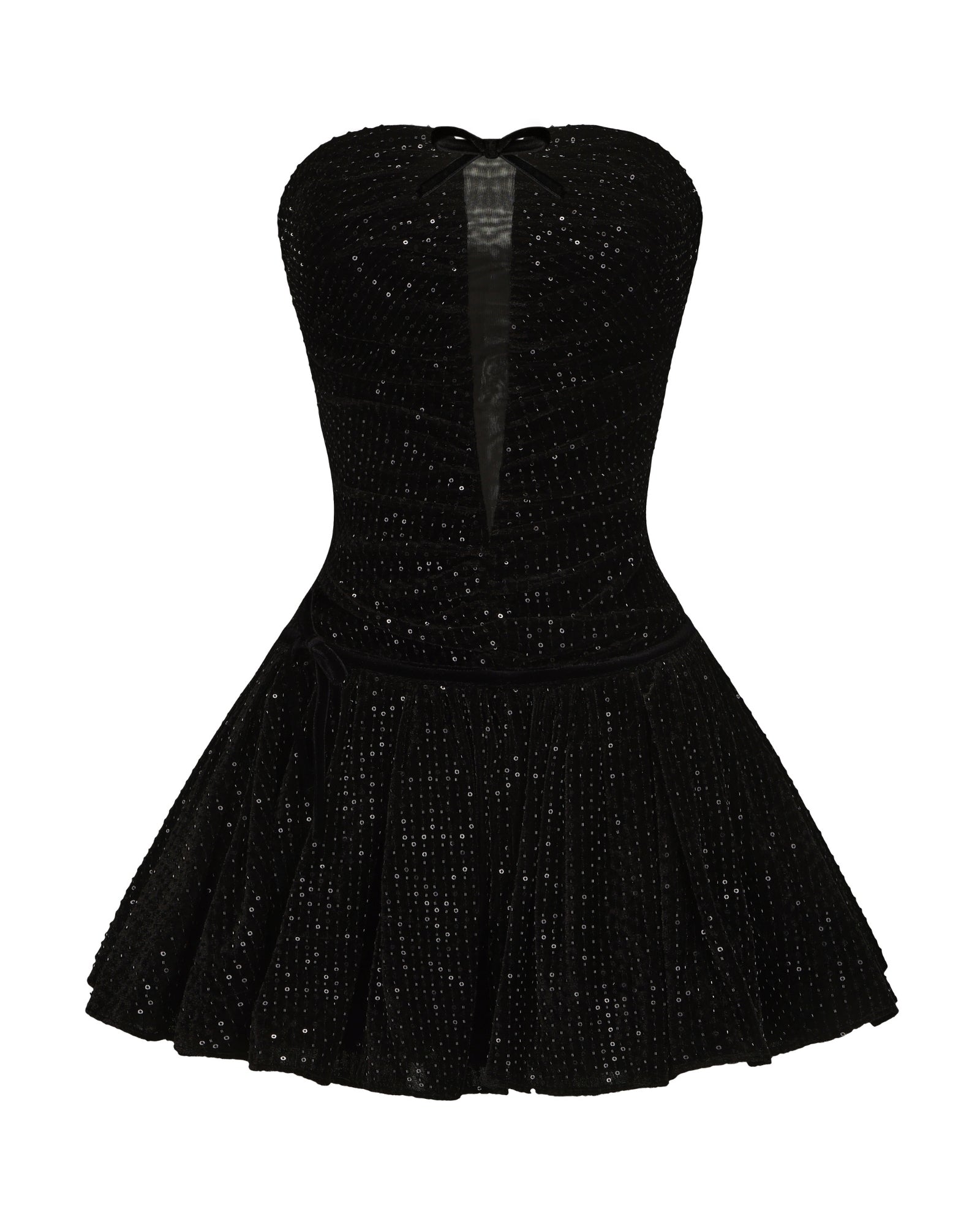 Black glitter velvet mini dress