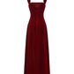 Red velvet evening gown on a white background