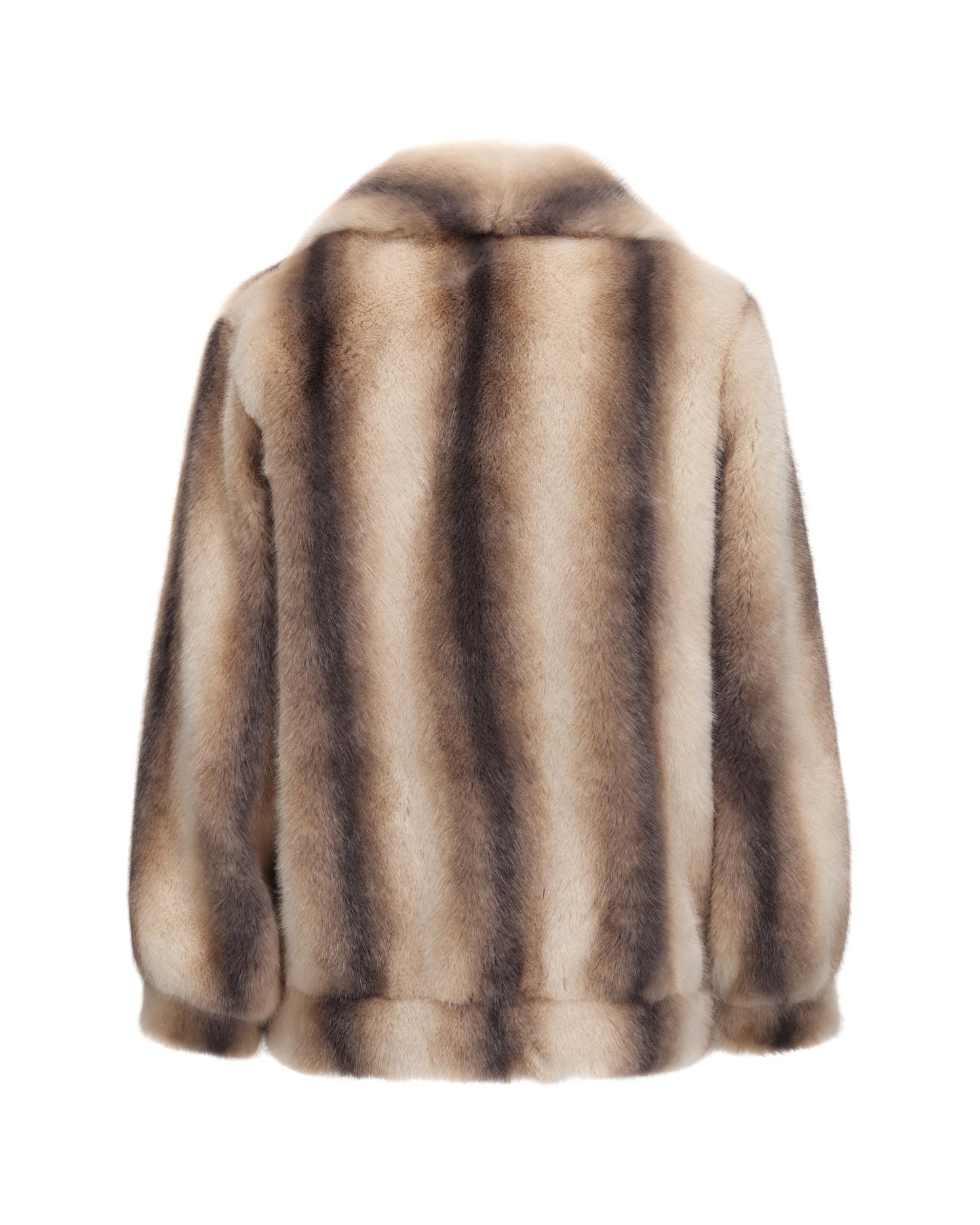 Lapel faux fur coat for women on a white background