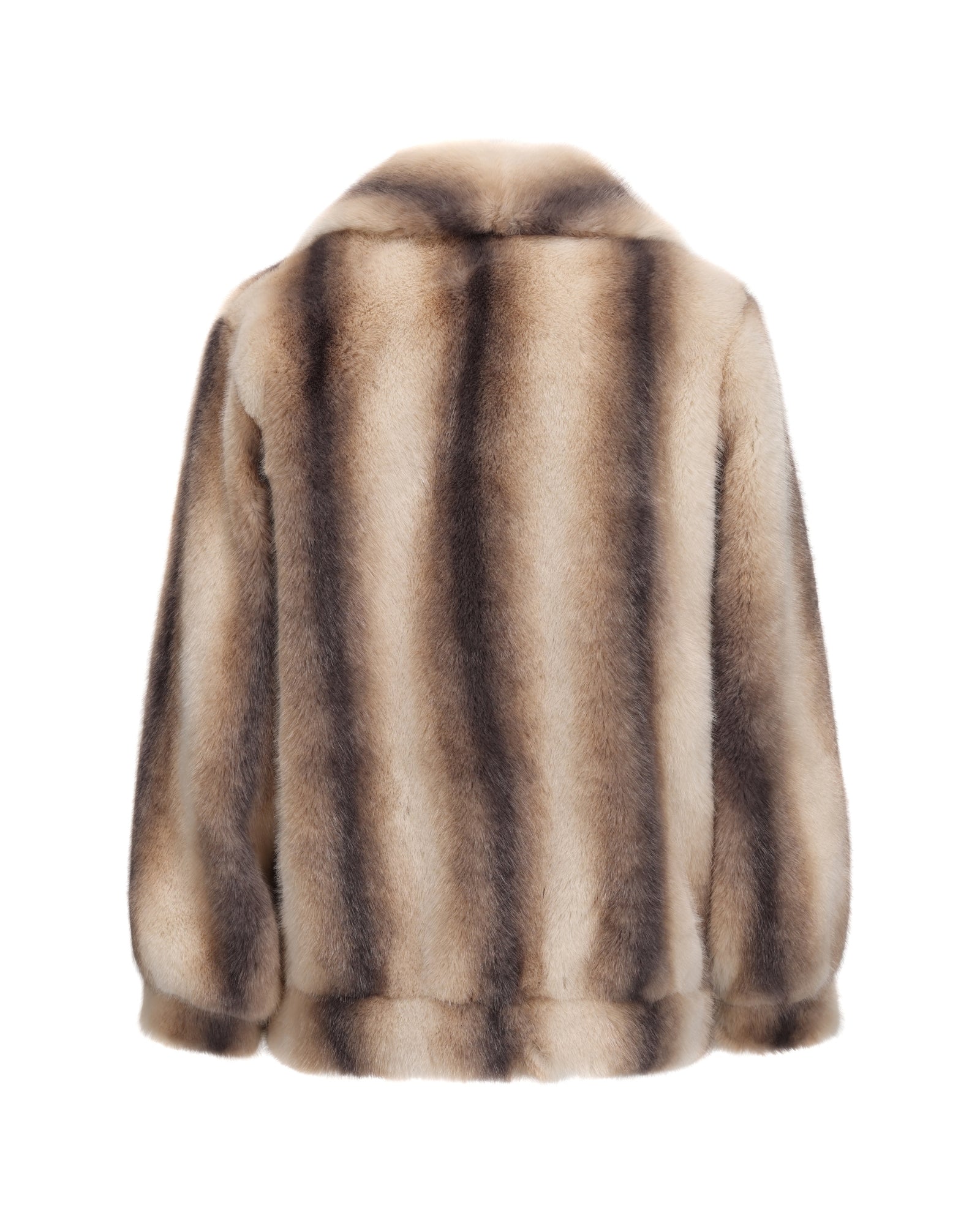 Lapel faux fur coat for women on a white background