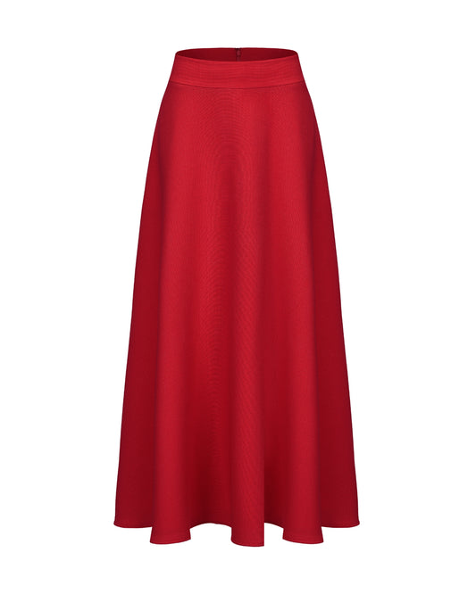 Red maxi skirt on a white background