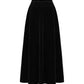 Black velvet maxi skirt on a white background