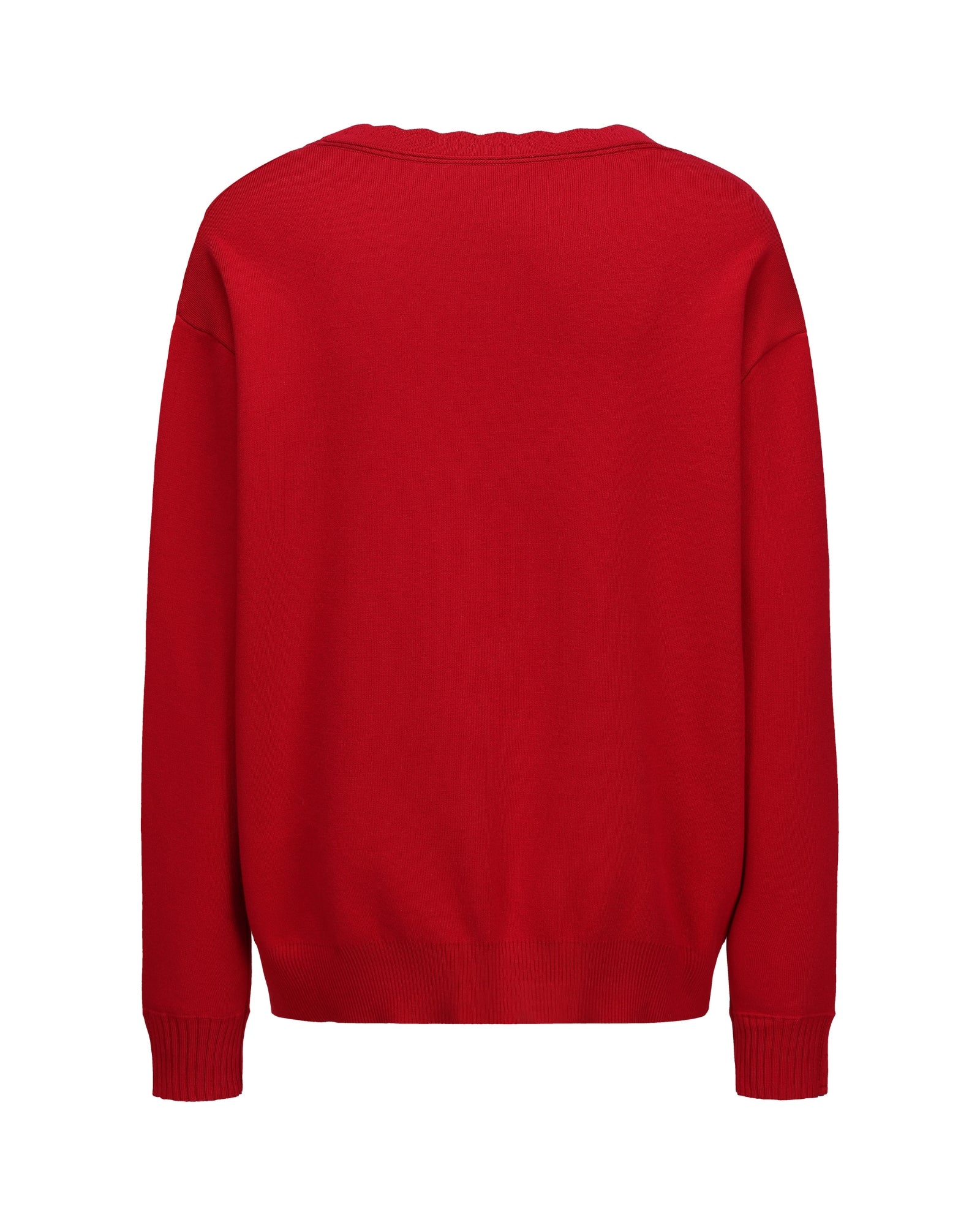 Red oversized cardigan for women on a white background