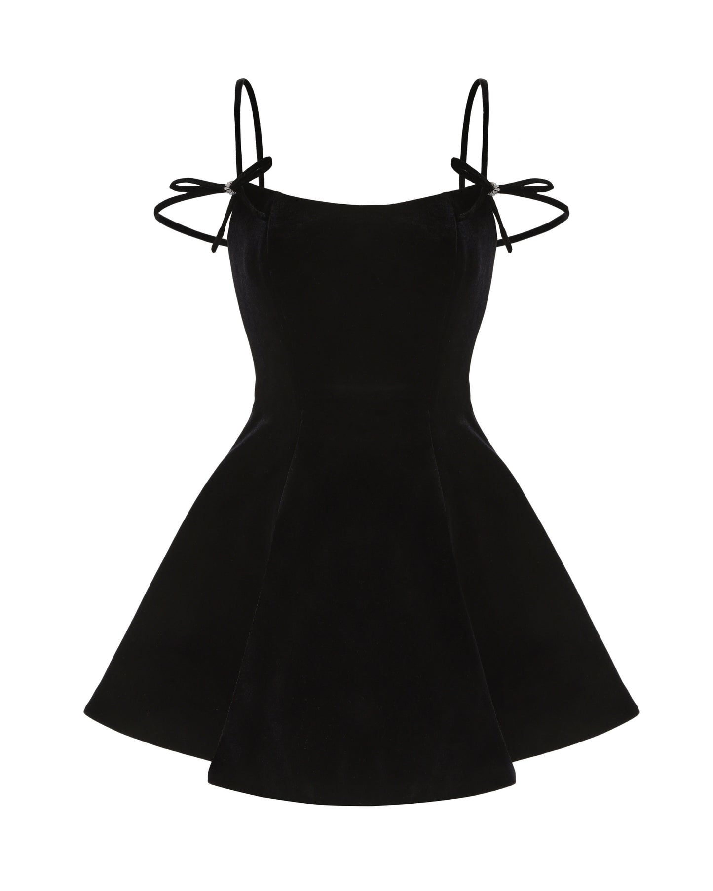 Black dress with thin straps on a white background