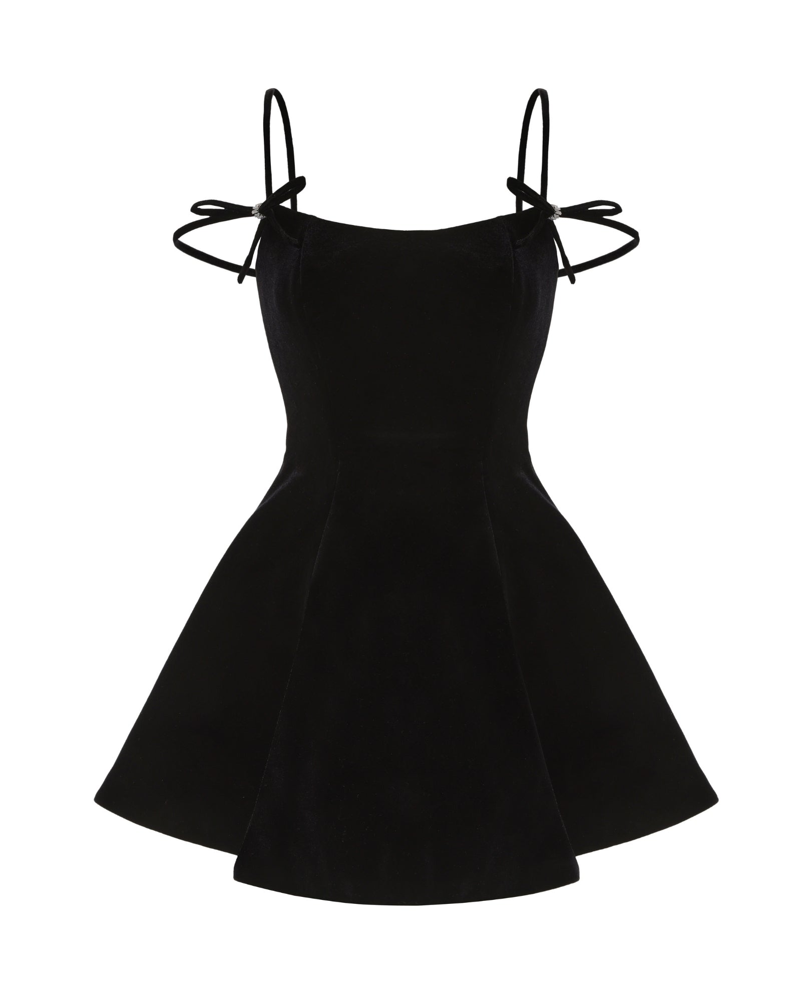 Black dress with thin straps on a white background