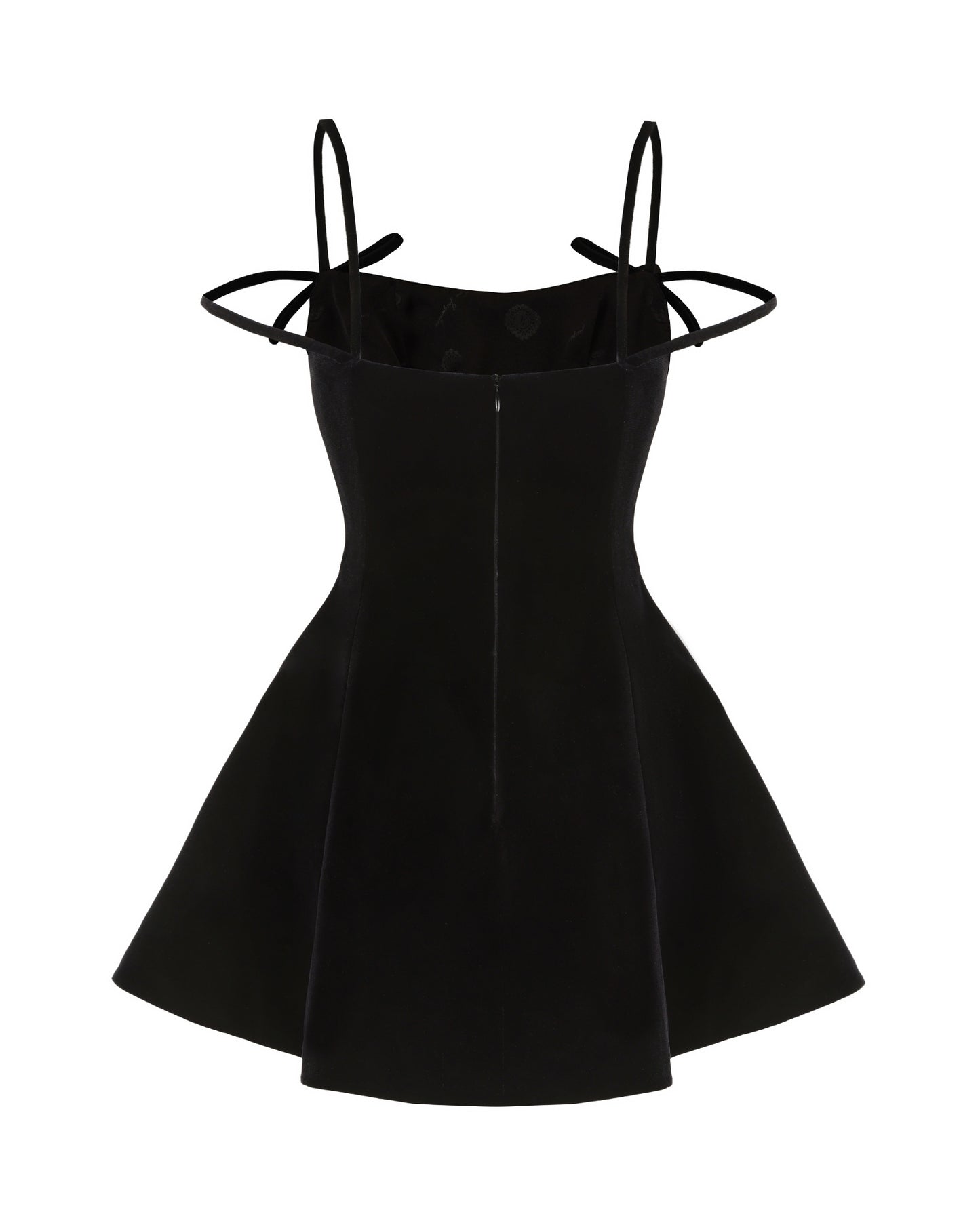 Black dress with thin straps on a white background