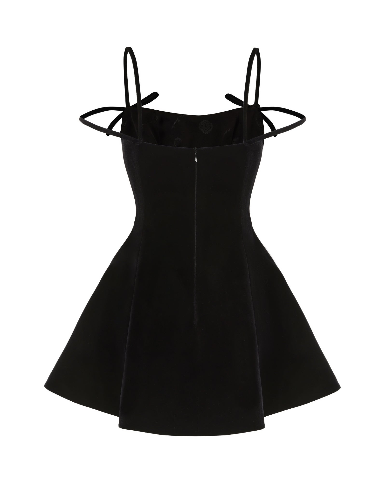 Black dress with thin straps on a white background