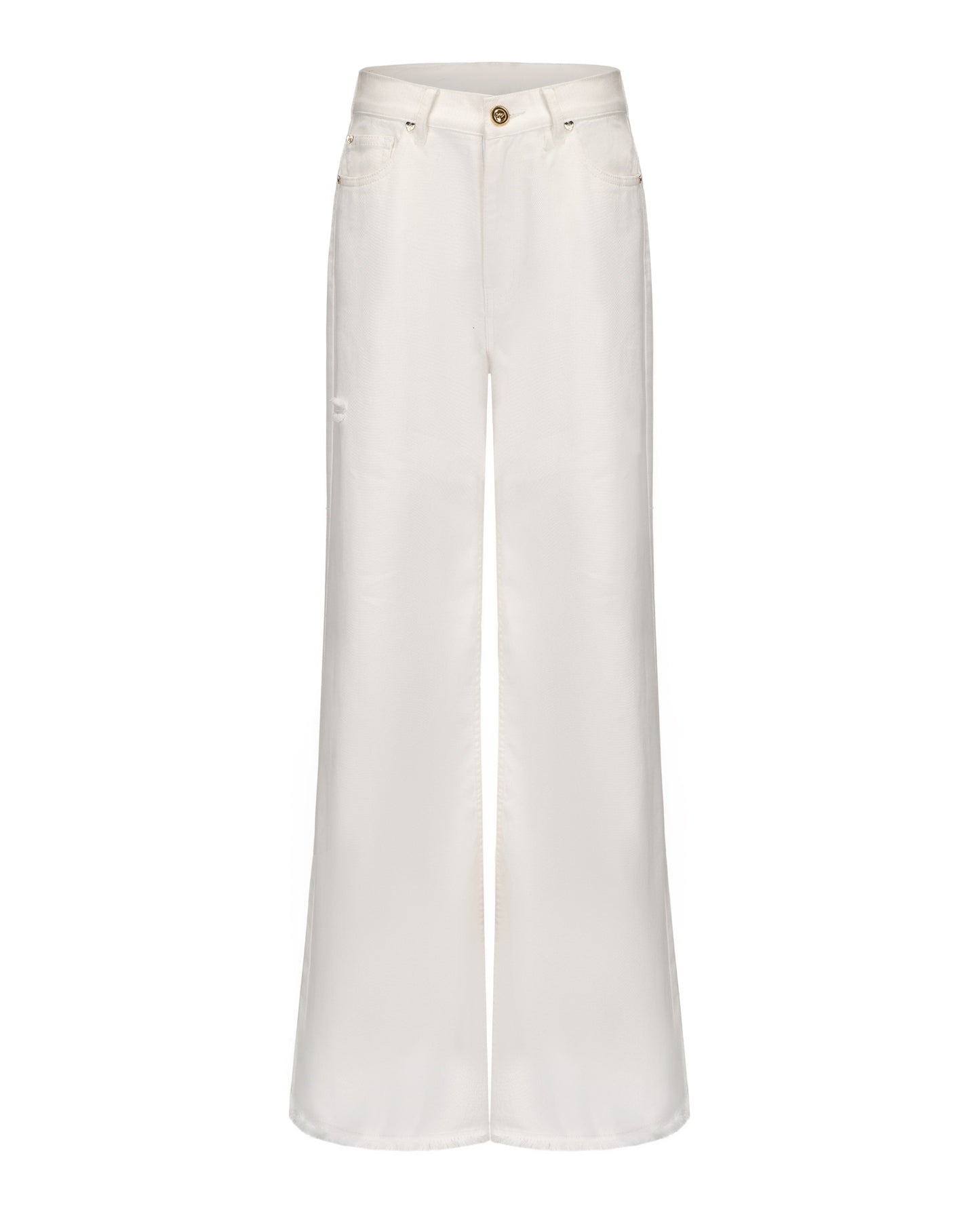 White wide-leg jeans for women on a white background