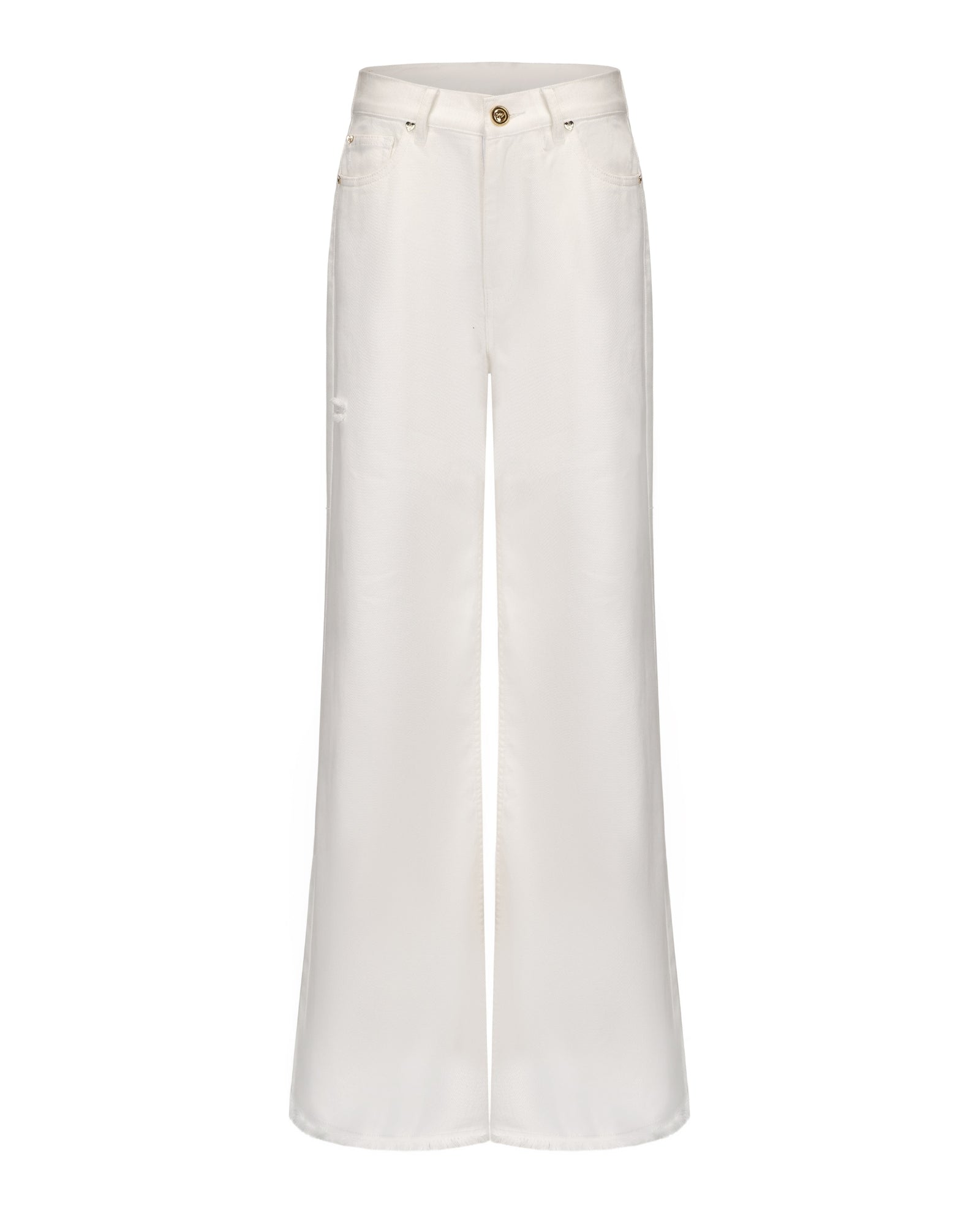 White wide-leg jeans for women on a white background