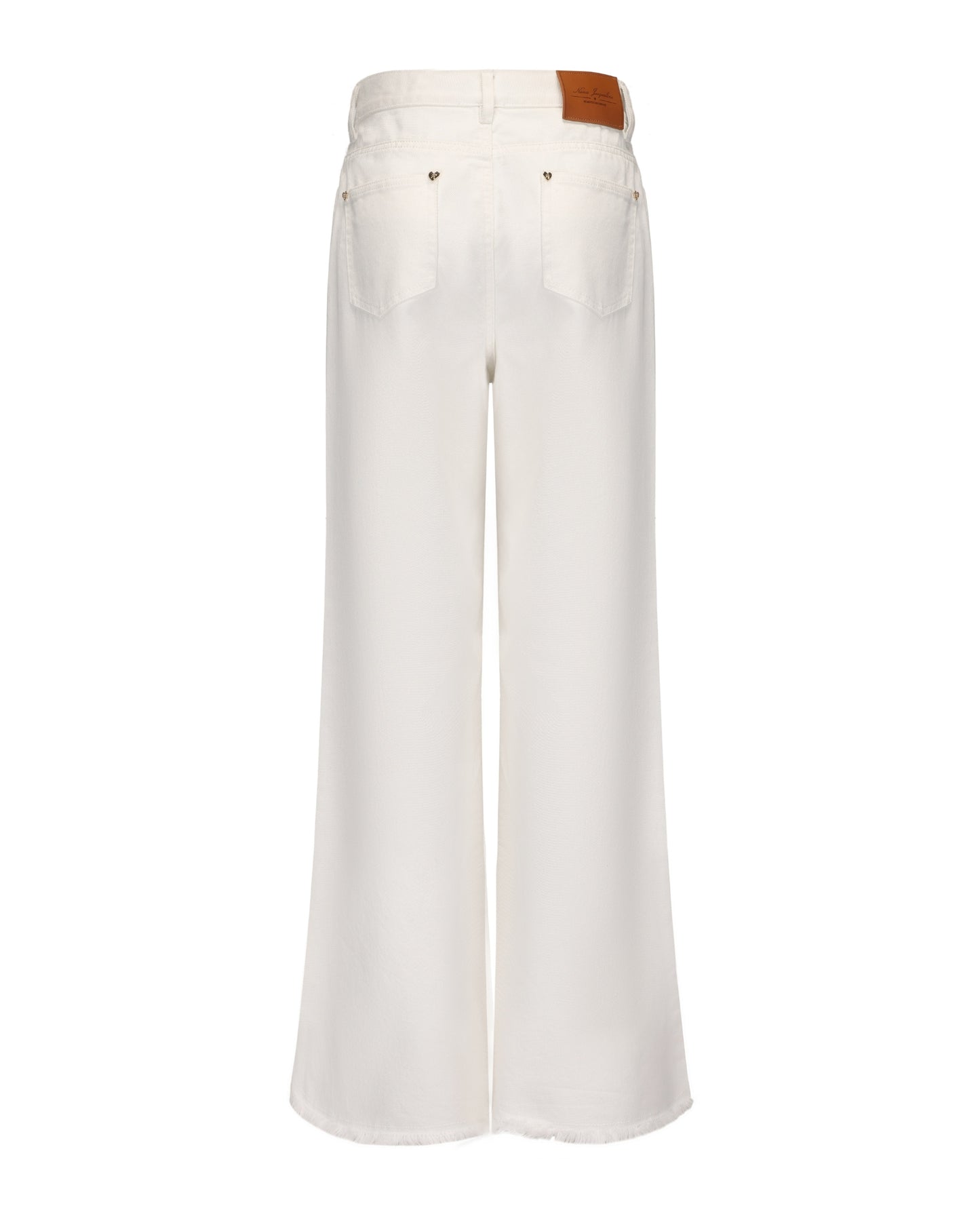 White wide-leg jeans for women on a white background