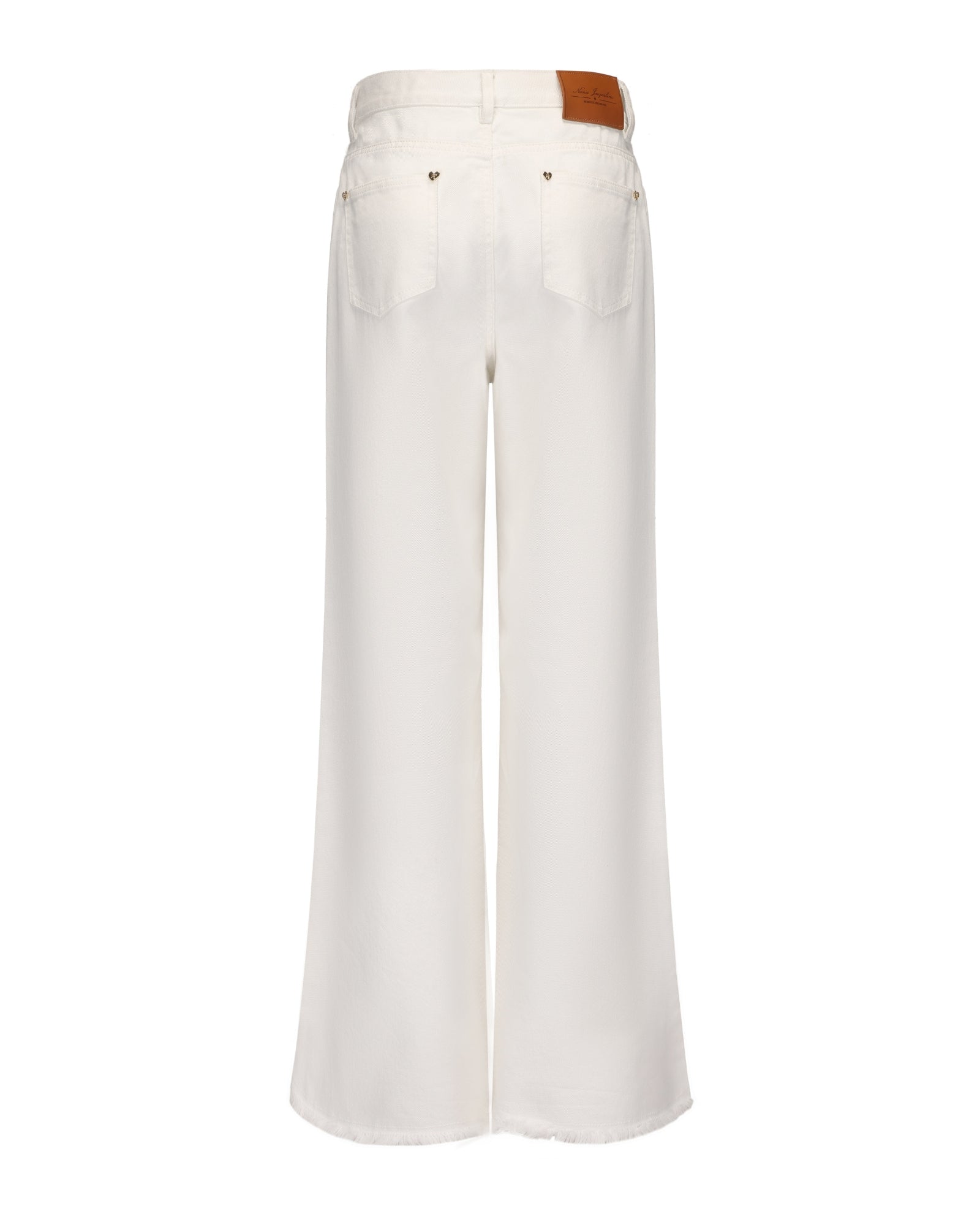 White wide-leg jeans for women on a white background