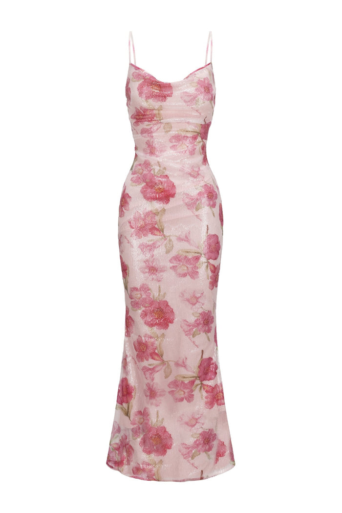 Esmeralda Dress: Pink Maxi Dress for Garden Wedding Guest