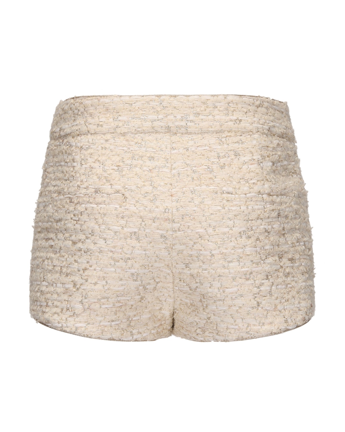 White textured shorts on a white background