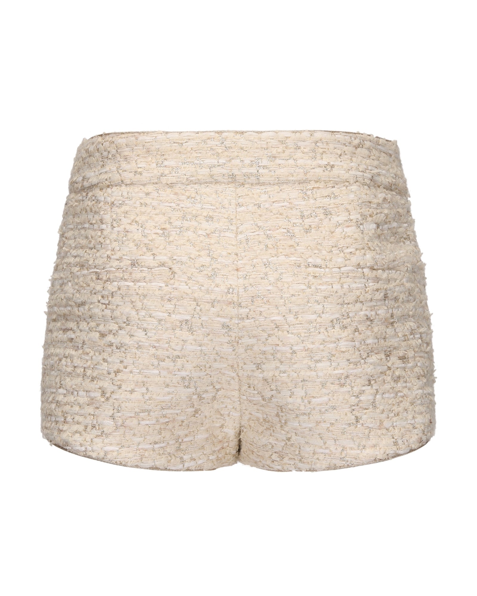 White textured shorts on a white background