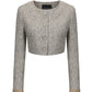 Gray textured cropped coat with buttons on a white background