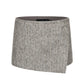 Gray mini skirt with wrap front and a button on white background