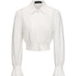 White blouse with long sleeves on a white background