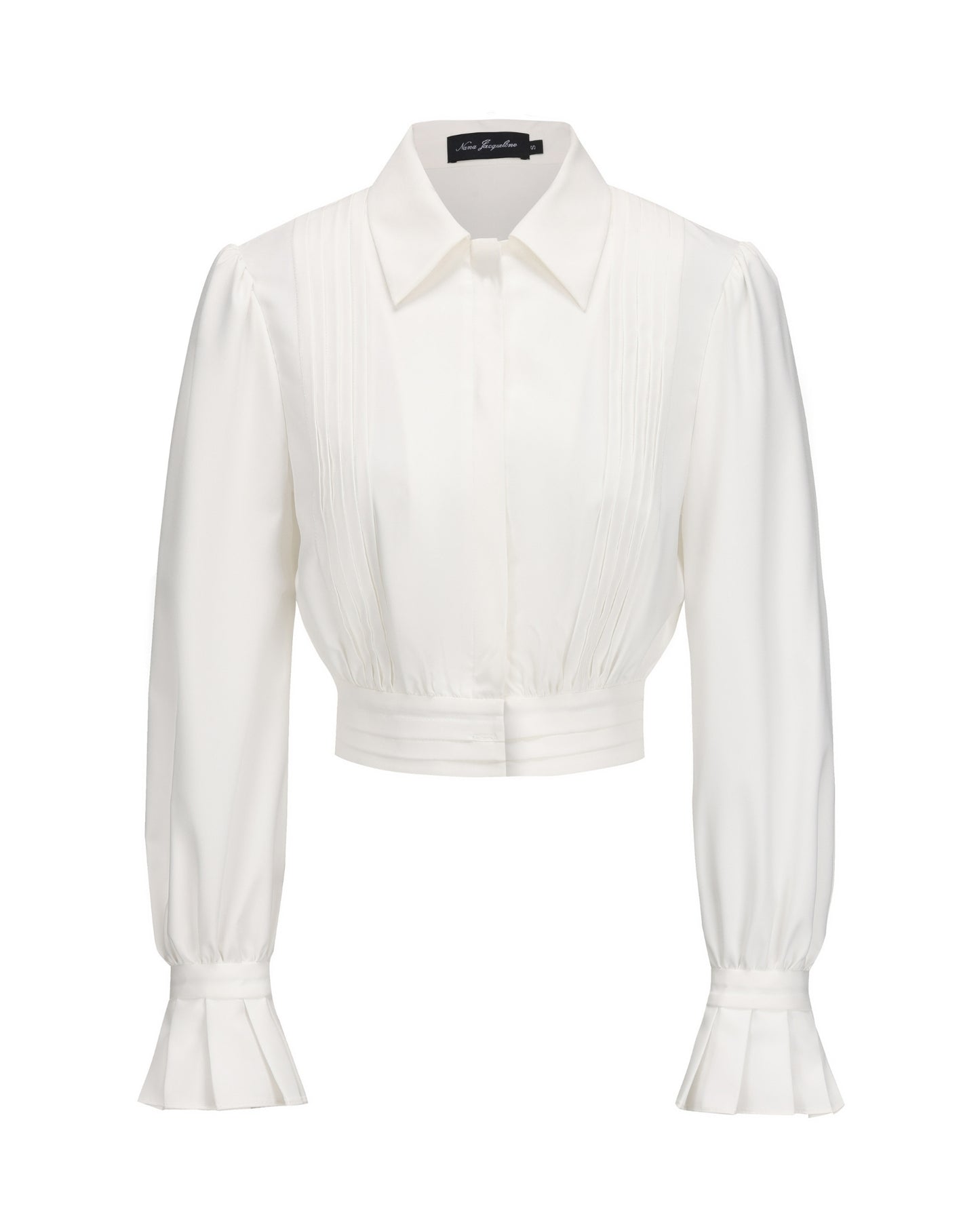 White blouse with long sleeves on a white background