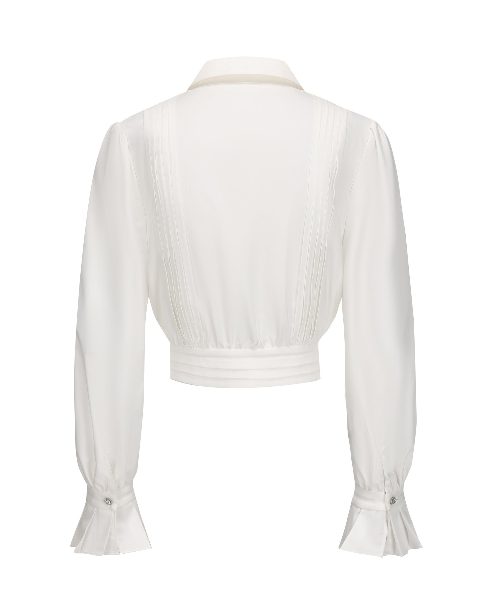 White blouse with long sleeves on a white background
