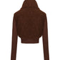 Brown knit jacket with faux fur on a white background