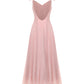 Pink evening gown on a white background