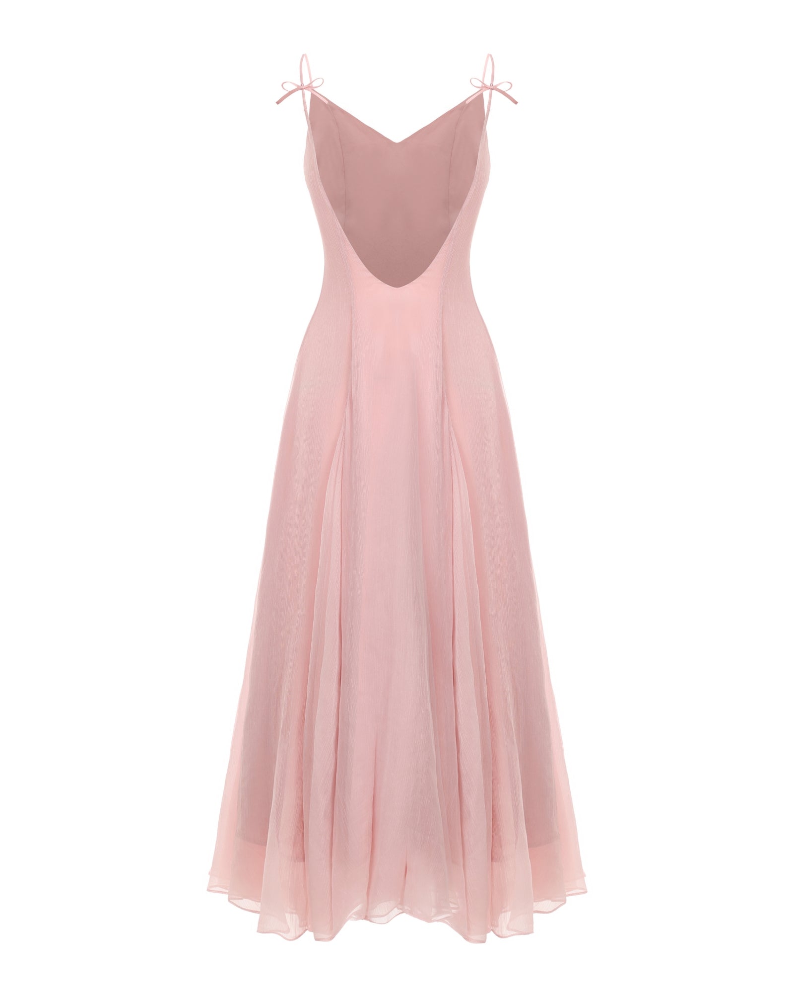 Pink evening gown on a white background