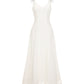 White maxi dress with thin straps on a white background