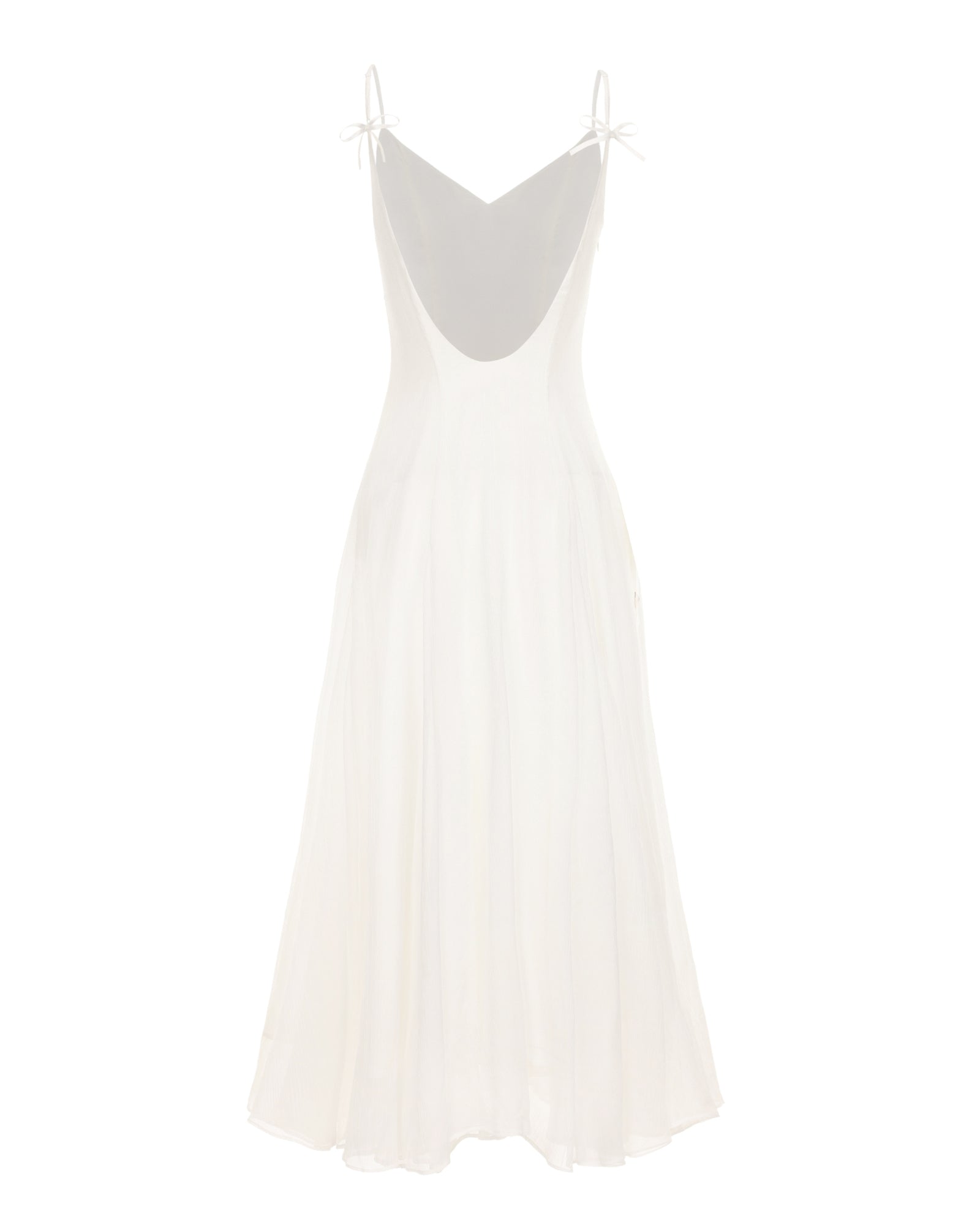 White maxi slip dress on a white background